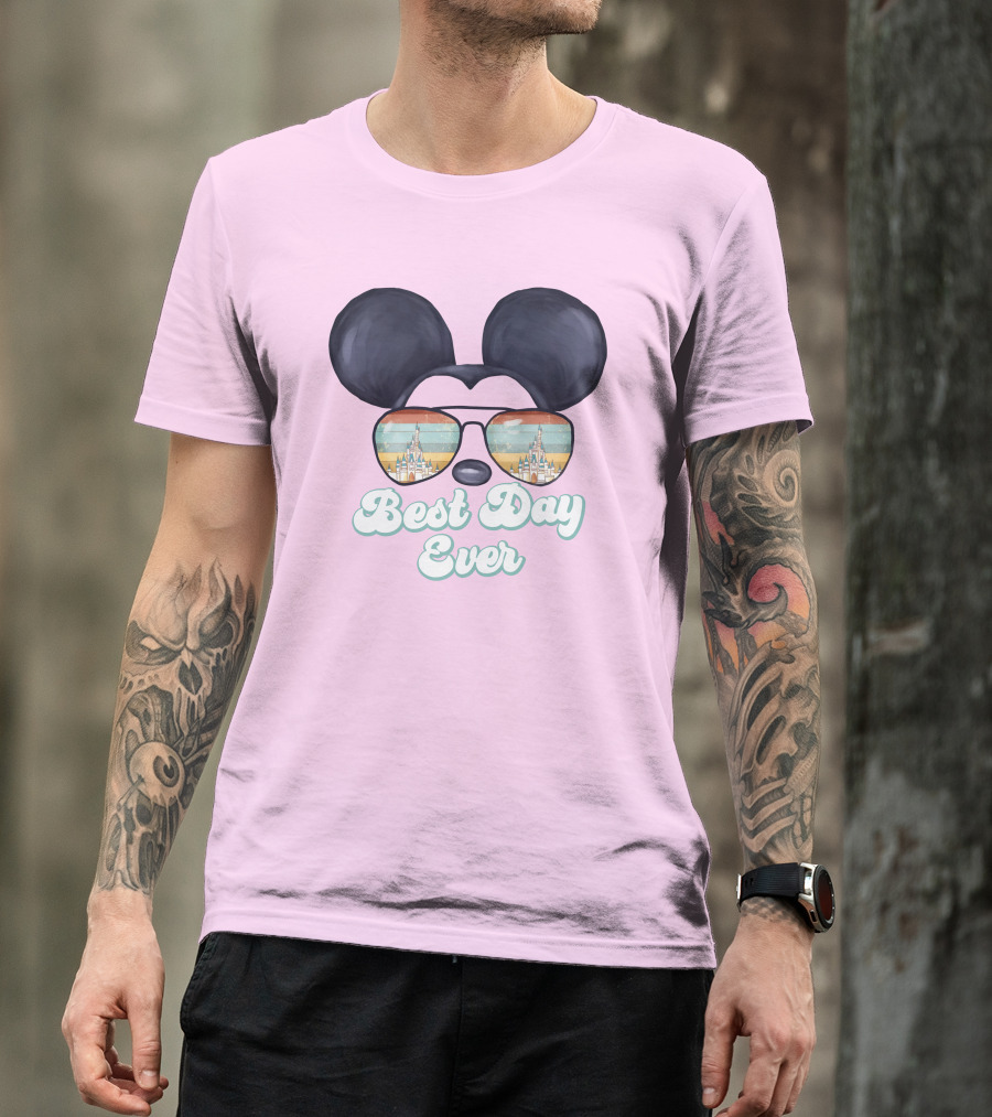 Mickey Best Day Ever Glasses Castle Retro T-Shirt