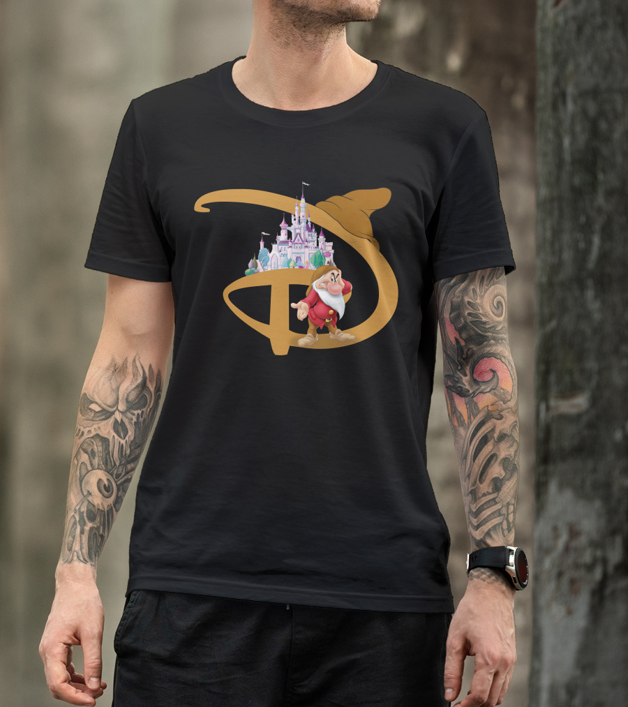 Grumpy With Castle And Character In Fantasy Setting T-Shirt