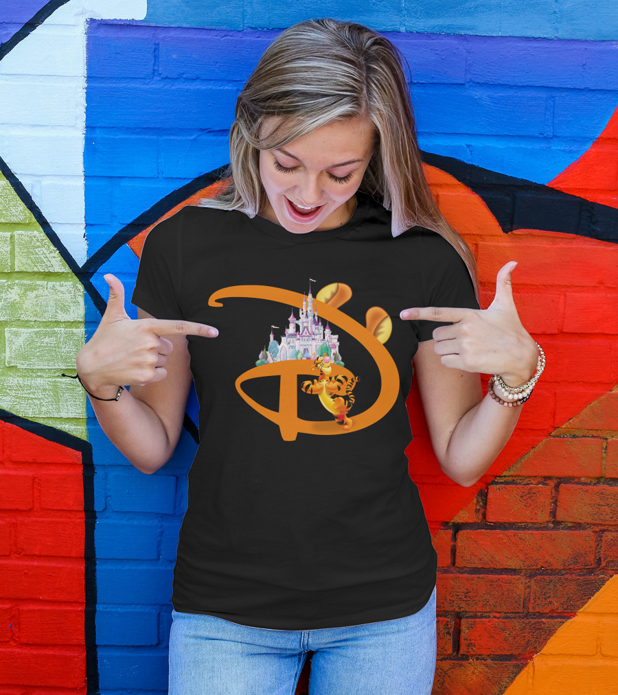 Tigger Disney Castle Icon With Orange D And Ears T-Shirt