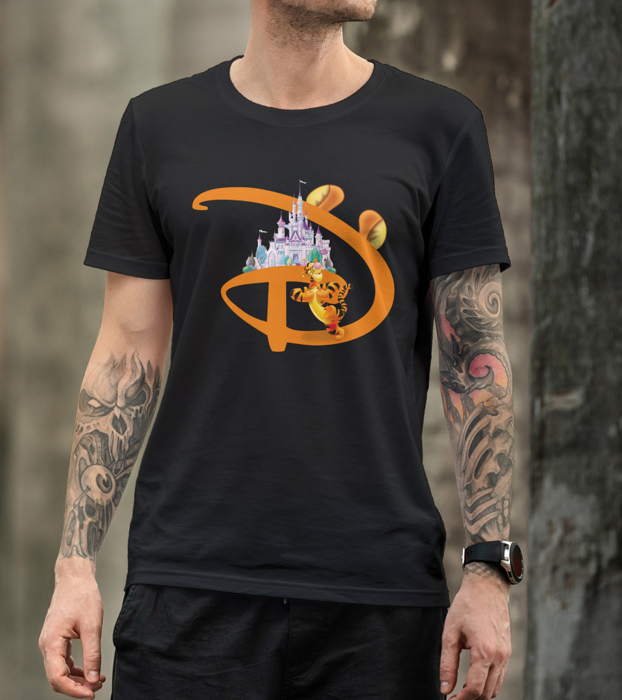 Tigger Disney Castle Icon With Orange D And Ears T-Shirt