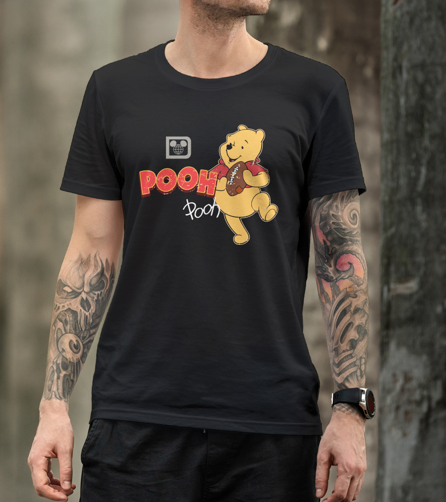 Pooh Football Holding Iconic Character With Vintage T-Shirt