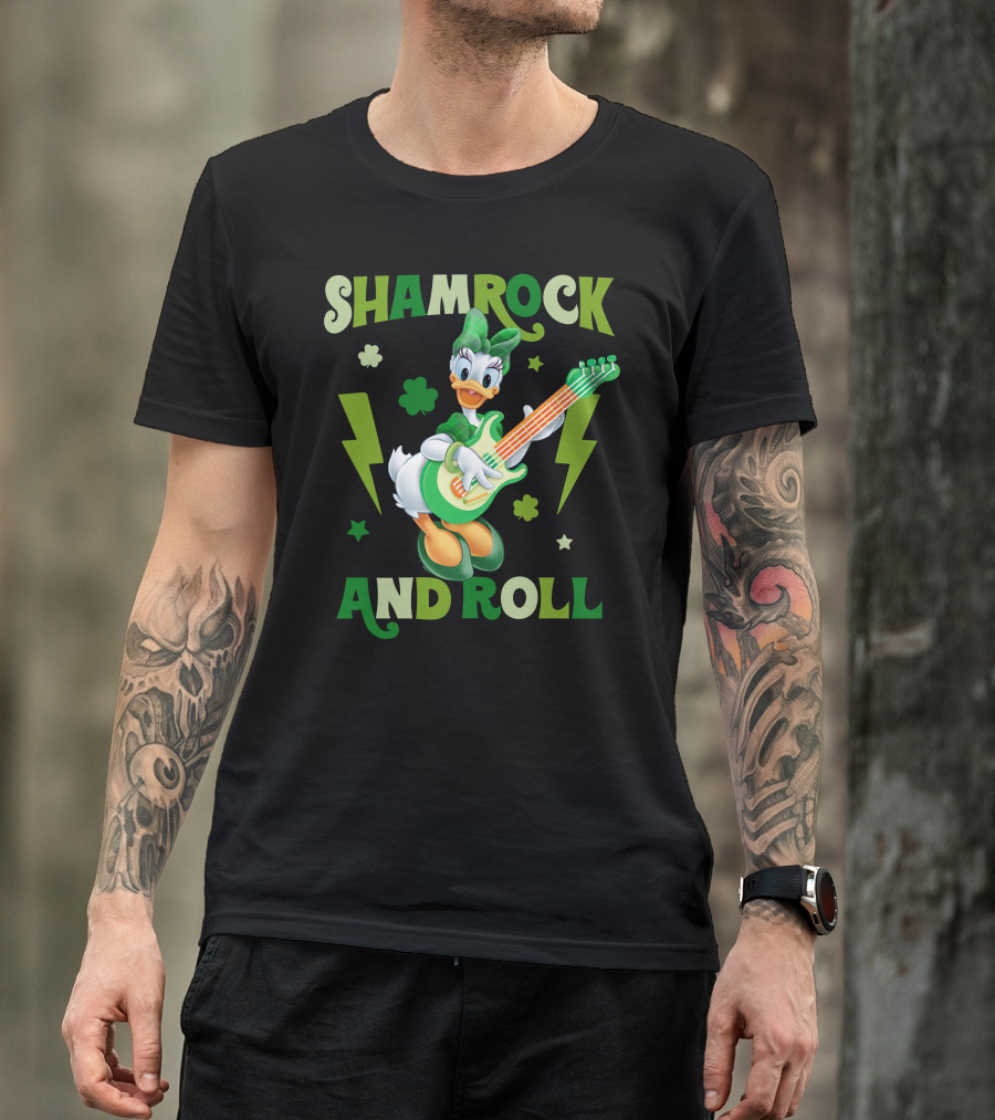 Shamrock And Roll Daisy Duck Rocks Out With Green Guitar T-Shirt