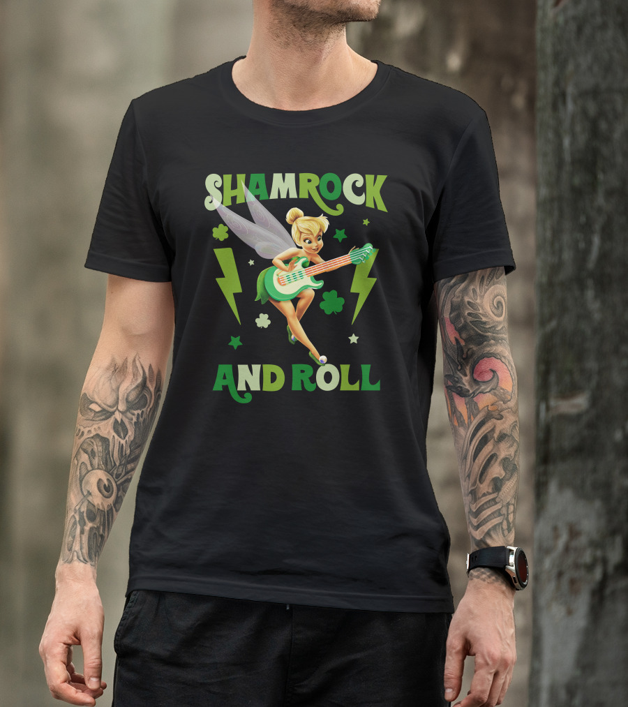 Shamrock And Roll Tinkerbell Guitar Fairy T-Shirt