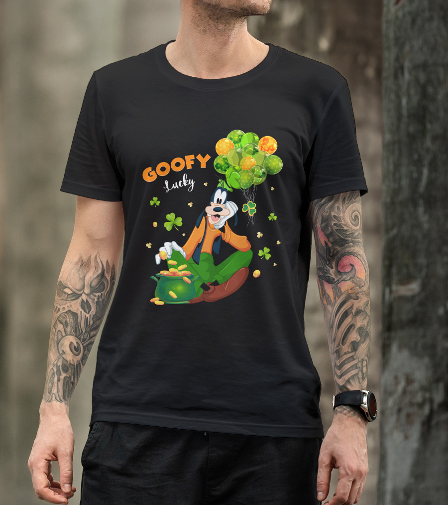 Goofy Lucky St. Patrick's Day Balloons And Shamrocks T-Shirt