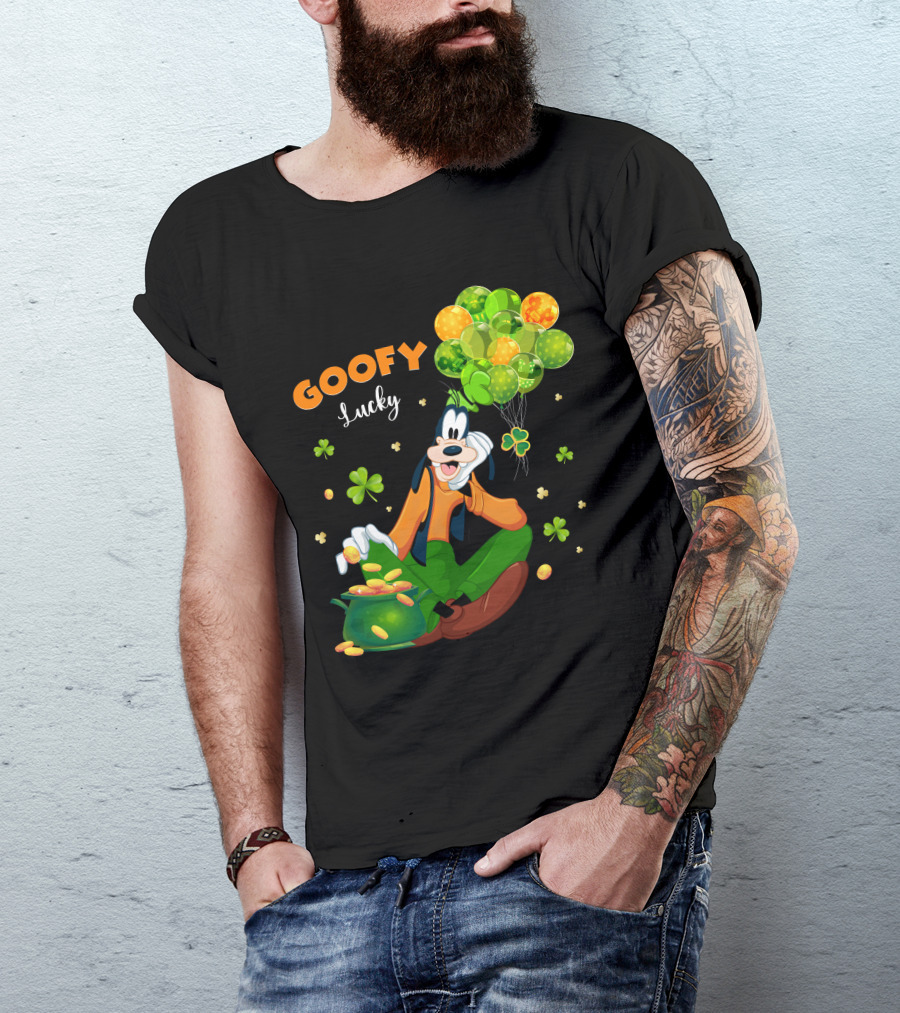 Goofy Lucky St. Patrick's Day Balloons And Shamrocks T-Shirt
