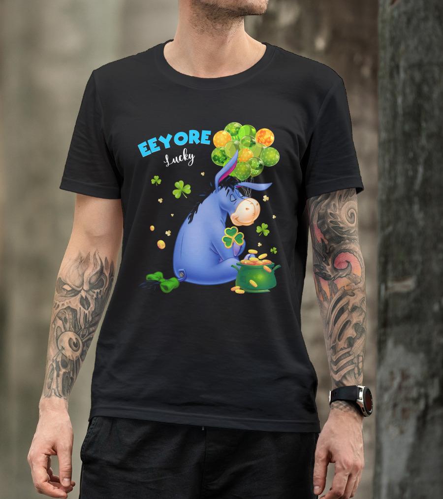 Eeyore Lucky Shamrock Coins Balloon Cluster T-Shirt
