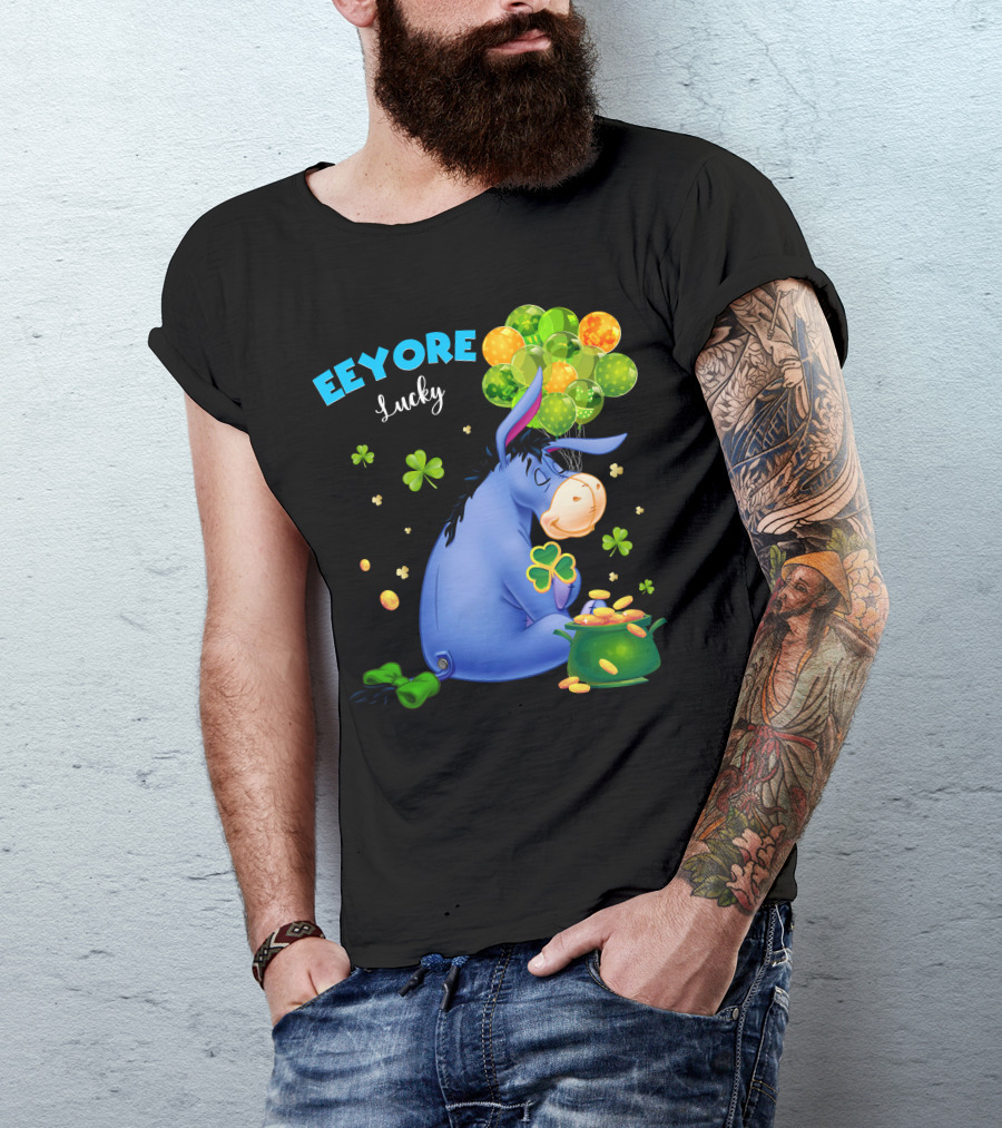 Eeyore Lucky Shamrock Coins Balloon Cluster T-Shirt