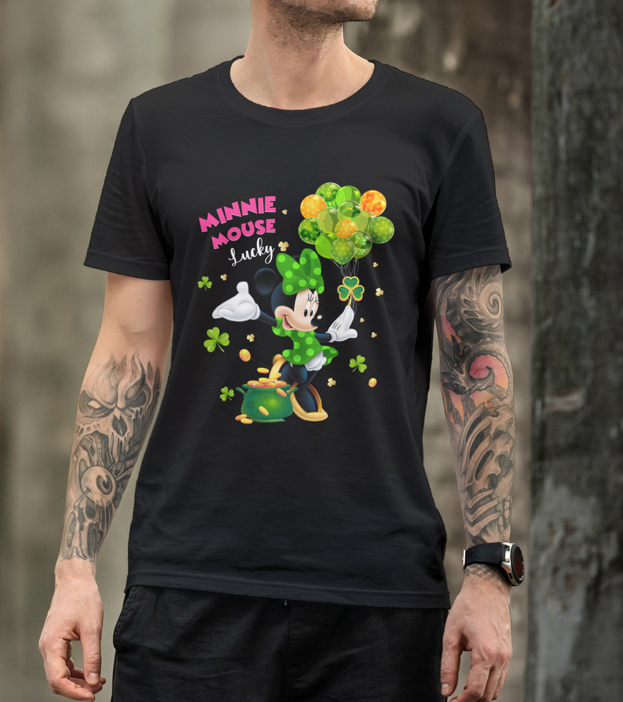 Minnie Mouse Lucky Balloons Shamrocks Coins T-Shirt