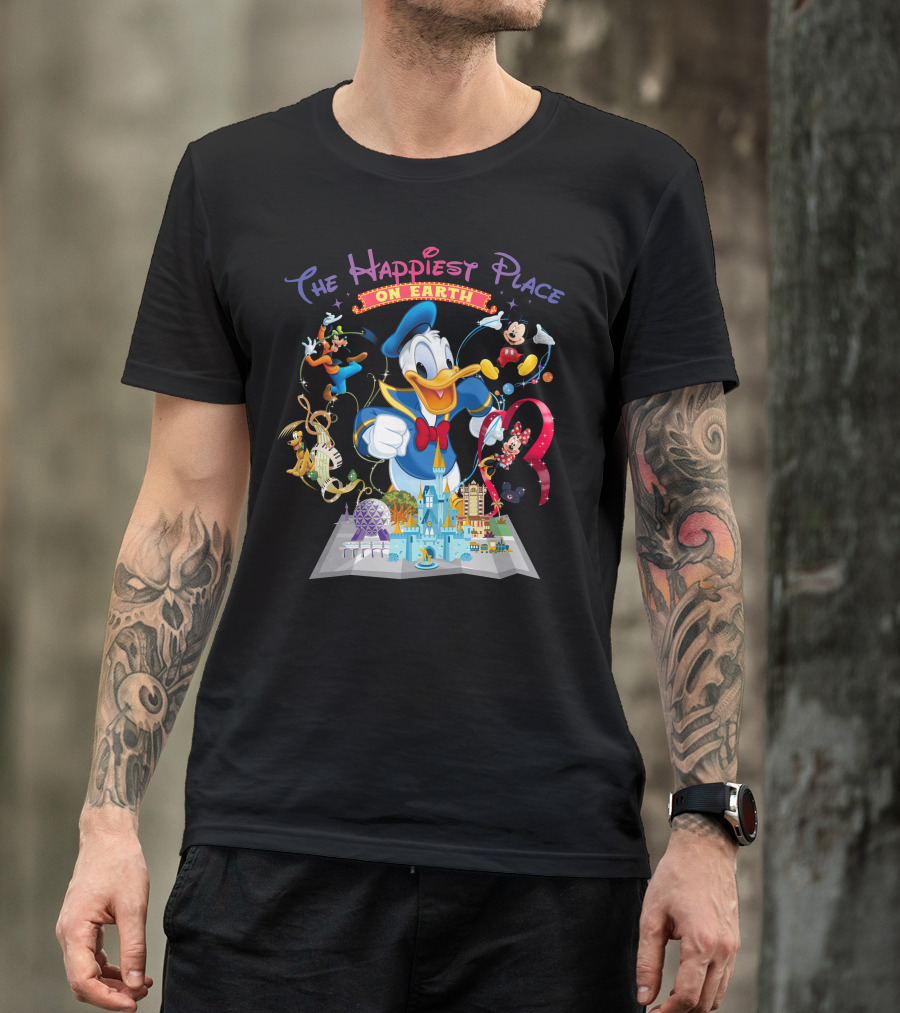 The Happiest Place On Earth Donald Duck And Disney Characters T-Shirt
