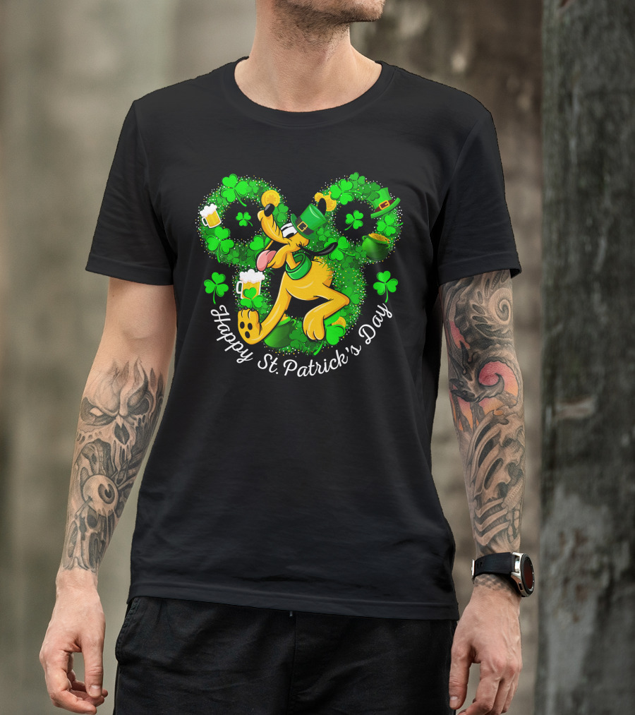 Happy St. Patrick's Day Pluto Shamrock And Hat Celebration T-Shirt