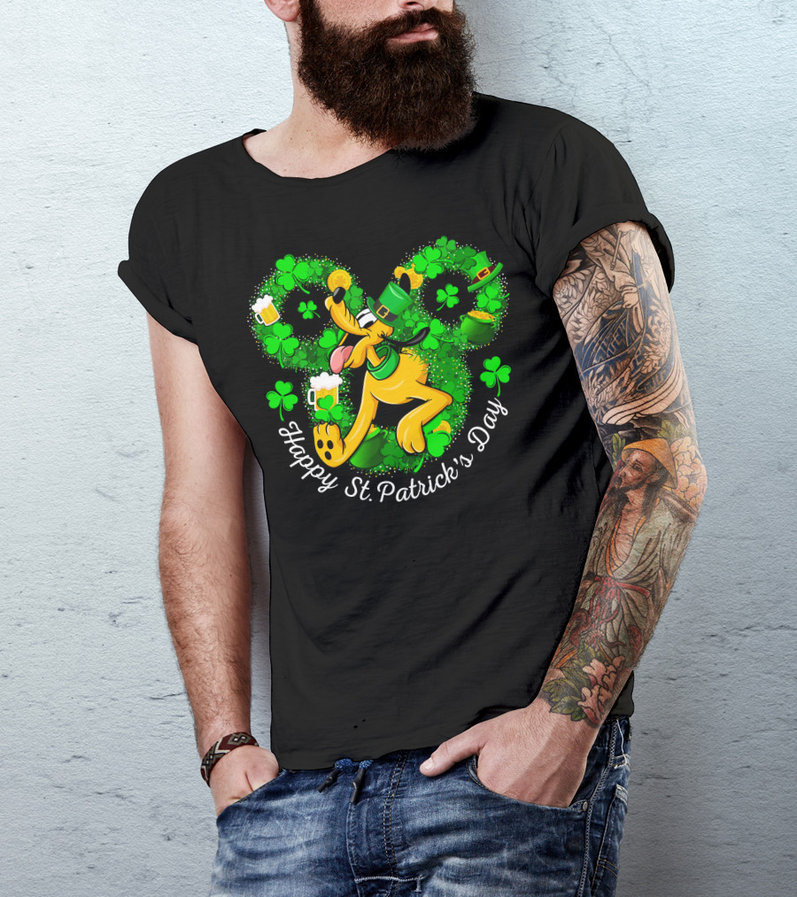 Happy St. Patrick's Day Pluto Shamrock And Hat Celebration T-Shirt