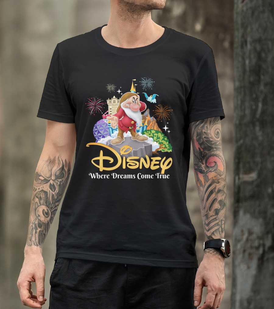 Disney Grumpy Where Dreams Come True Fireworks Celebration T-Shirt