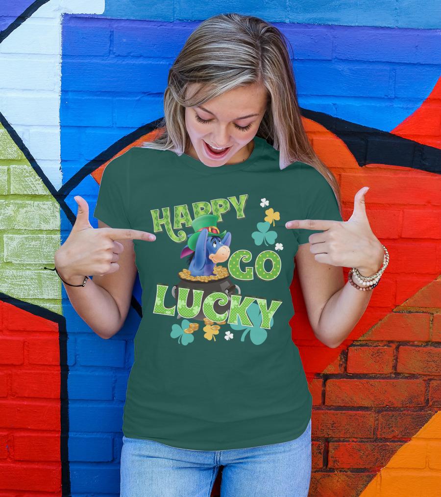 Eeyore Happy Go Lucky St. Patrick's Day Pot Of Gold T-Shirt