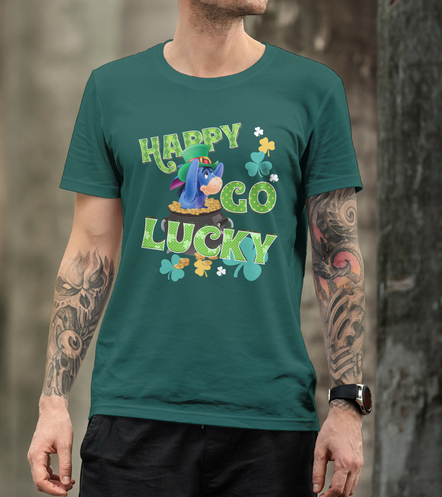 Eeyore Happy Go Lucky St. Patrick's Day Pot Of Gold T-Shirt