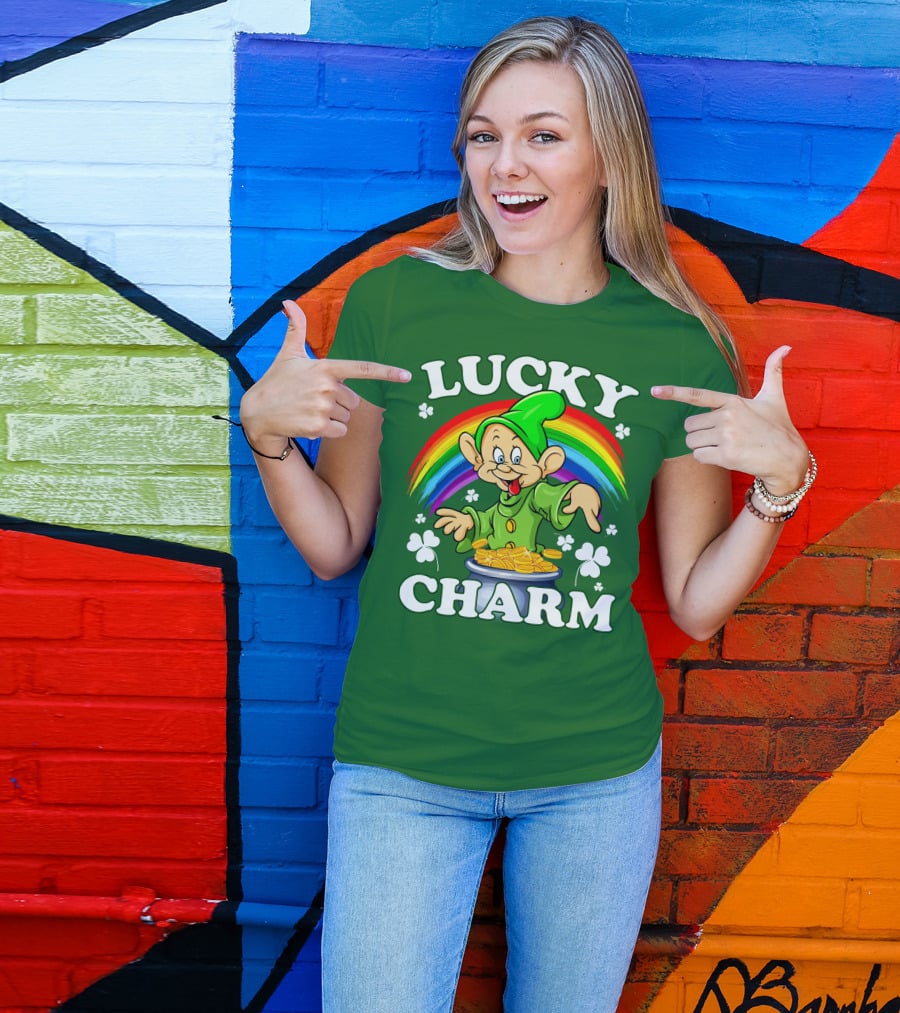 Lucky Charm Dopey Rainbow Gold Coins Shamrocks T-Shirt