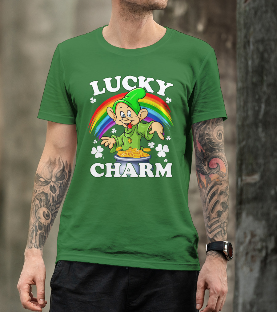 Lucky Charm Dopey Rainbow Gold Coins Shamrocks T-Shirt