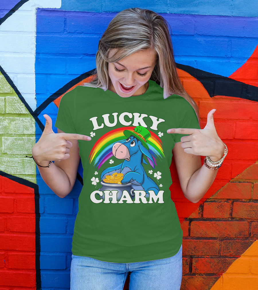 Lucky Charm Eeyore Rainbow St. Patrick's Day T-Shirt