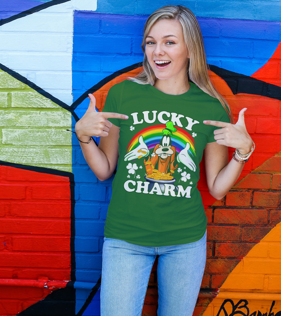 Lucky Charm Goofy Rainbow Gold Coins Shamrocks T-Shirt