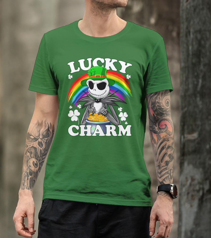 Lucky Charm Jack Skellington Rainbow Shamrock T-Shirt