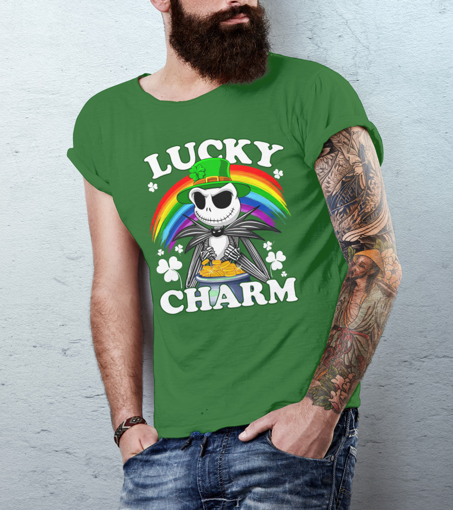 Lucky Charm Jack Skellington Rainbow Shamrock T-Shirt