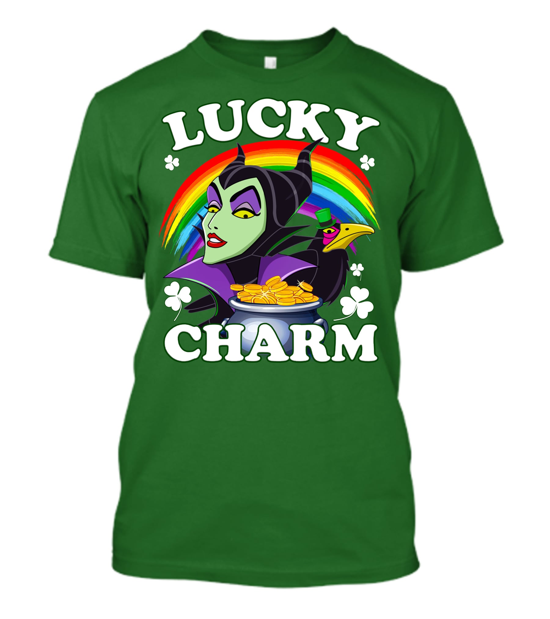 Lucky Charm Maleficent Rainbow Pot Of Gold T-Shirt