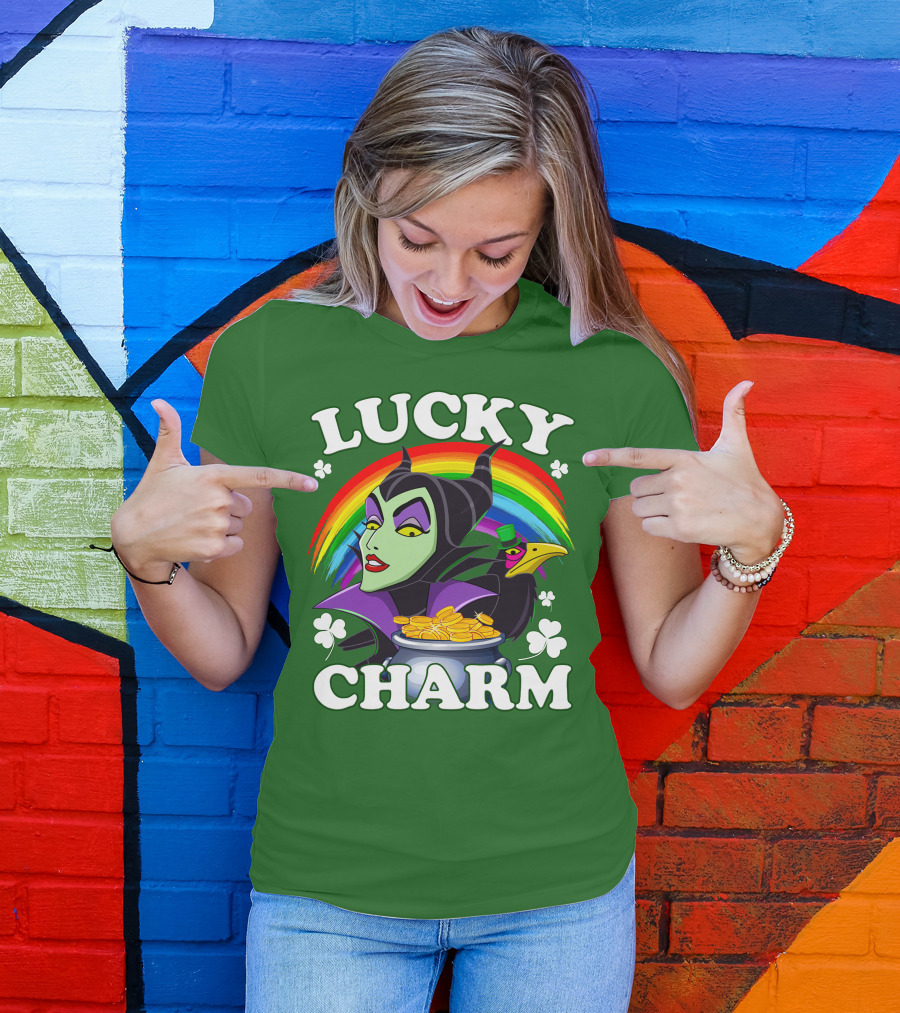 Lucky Charm Maleficent Rainbow Pot Of Gold T-Shirt