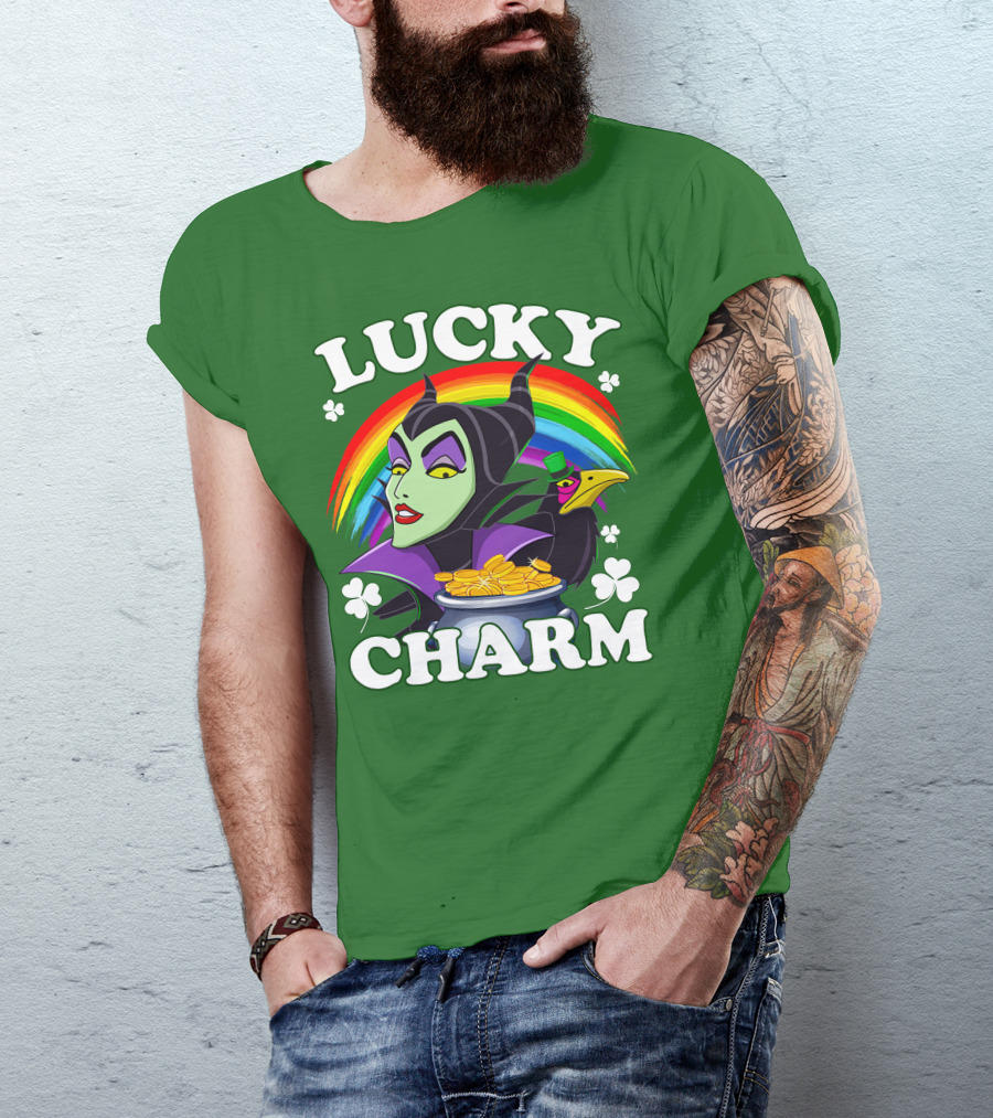 Lucky Charm Maleficent Rainbow Pot Of Gold T-Shirt