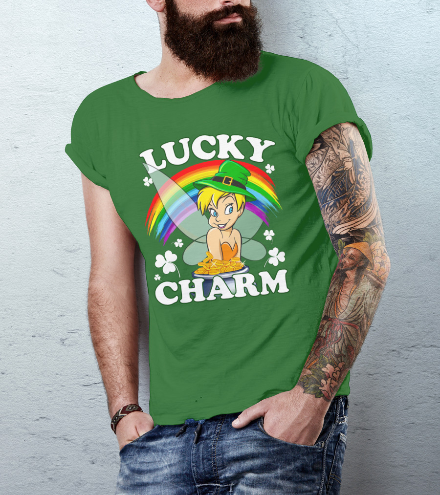 Lucky Charm Tinker Bell Rainbow Gold Coins Shamrocks T-Shirt