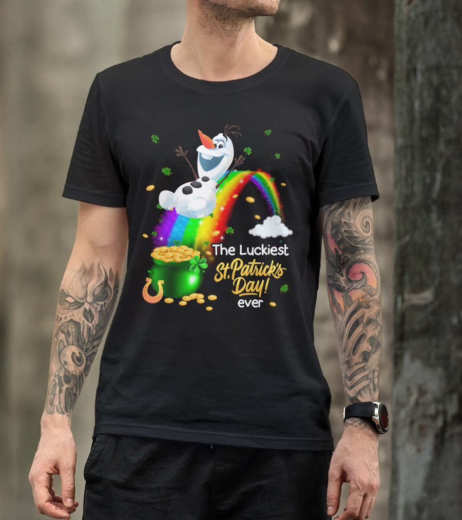 The Luckiest St. Patrick's Day Ever Olaf Rainbow Pot Of Gold T-Shirt