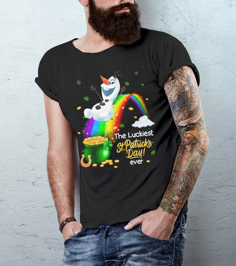 The Luckiest St. Patrick's Day Ever Olaf Rainbow Pot Of Gold T-Shirt