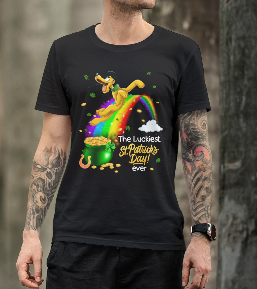 The Luckiest St. Patrick's Day Ever Pluto Rainbow Pot Of Gold T-Shirt