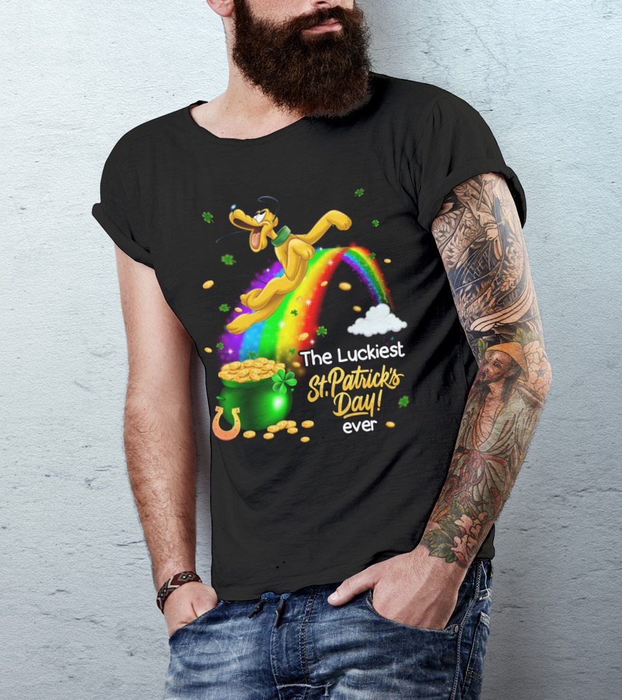 The Luckiest St. Patrick's Day Ever Pluto Rainbow Pot Of Gold T-Shirt
