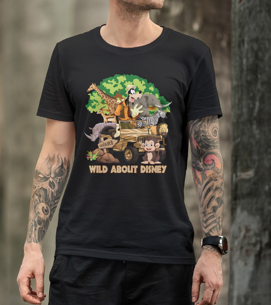 Wild About Disney Safari Goofy With Animals T-Shirt