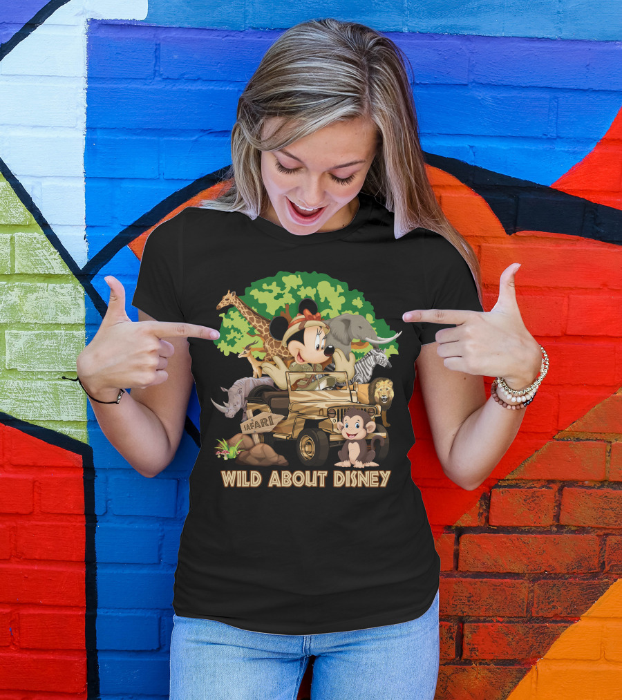 Wild About Disney Safari Minnie Mouse Jeep African Animals T-Shirt
