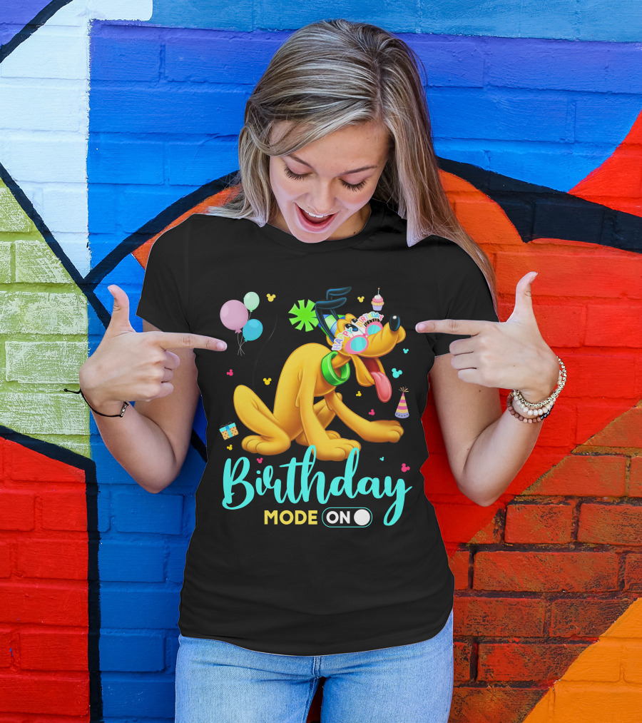Birthday Mode On Pluto Party Celebration Balloons And Confetti T-Shirt