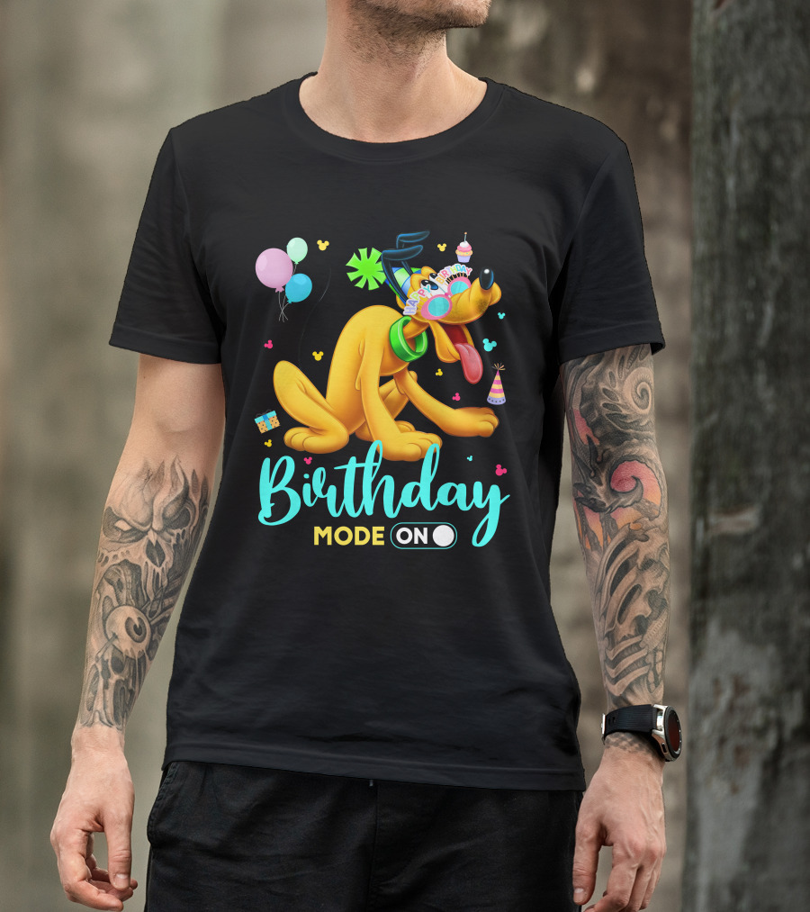 Birthday Mode On Pluto Party Celebration Balloons And Confetti T-Shirt