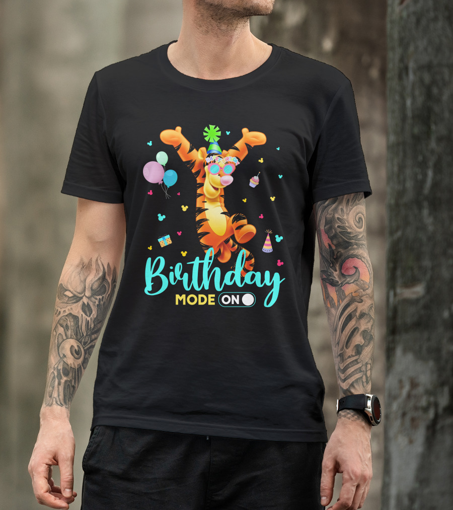 Tigger Birthday Mode On Party Celebration Balloons Cupcake Hat T-Shirt