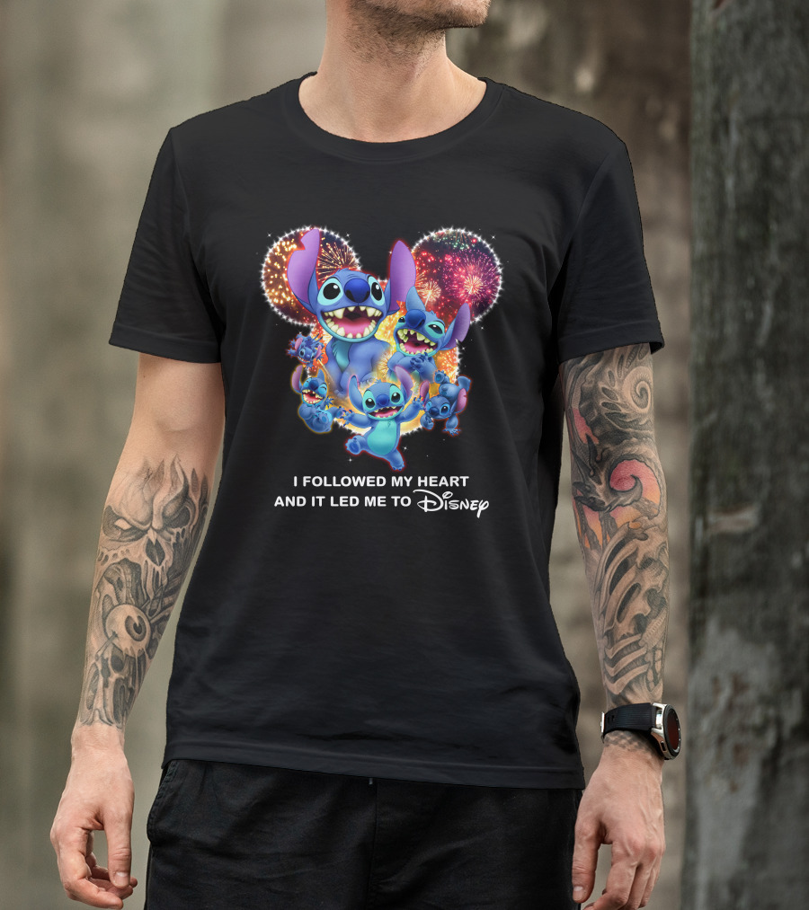 I Followed My Heart And It Led Me To Disney Stitch Fireworks Celebration T-Shirt