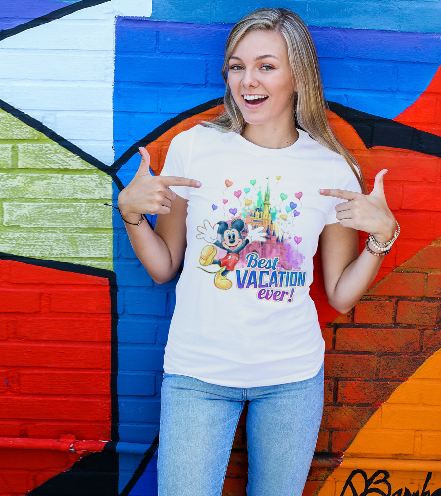 Mickey Best Vacation Ever Colorful Castle Balloons T-Shirt