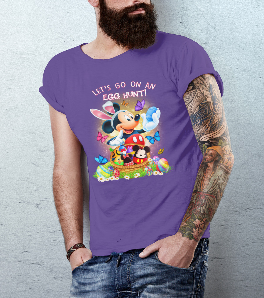 Let's Go On An Egg Hunt Mickey Mouse Easter Basket Butterflies T-Shirt