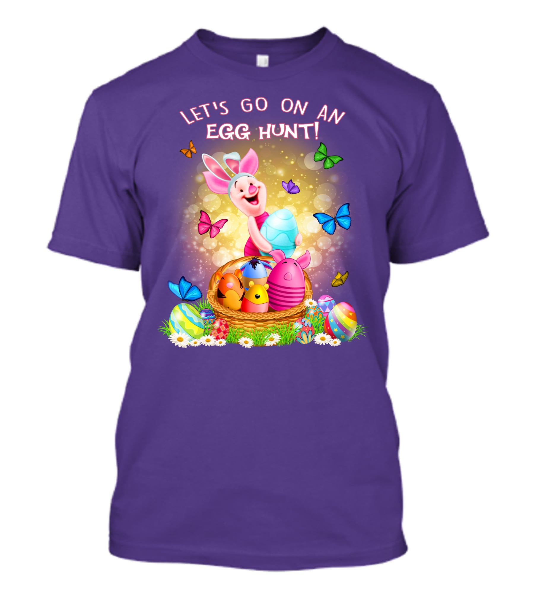 Let's Go On An Egg Hunt Piglet Basket Butterflies Easter T-Shirt