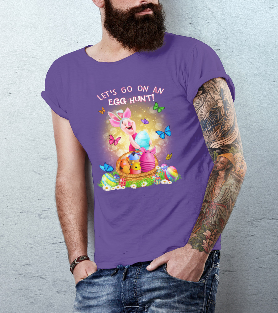 Let's Go On An Egg Hunt Piglet Basket Butterflies Easter T-Shirt
