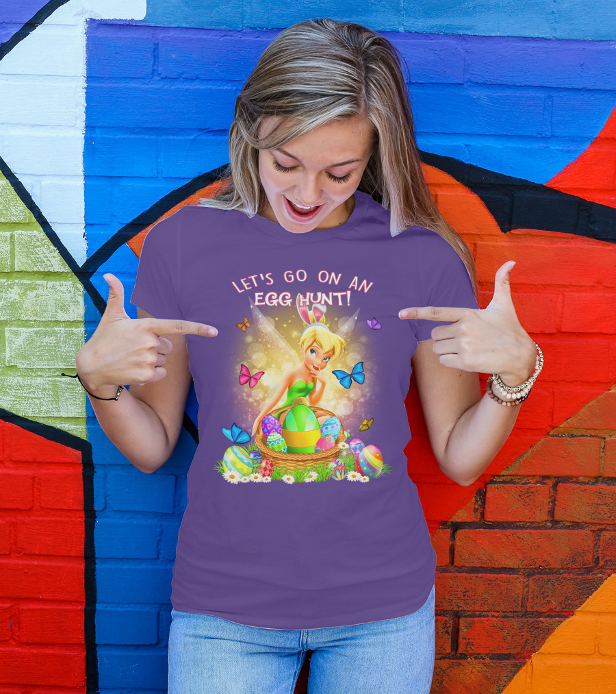 Let's Go On An Egg Hunt Tinkerbell Basket Butterflies T-Shirt