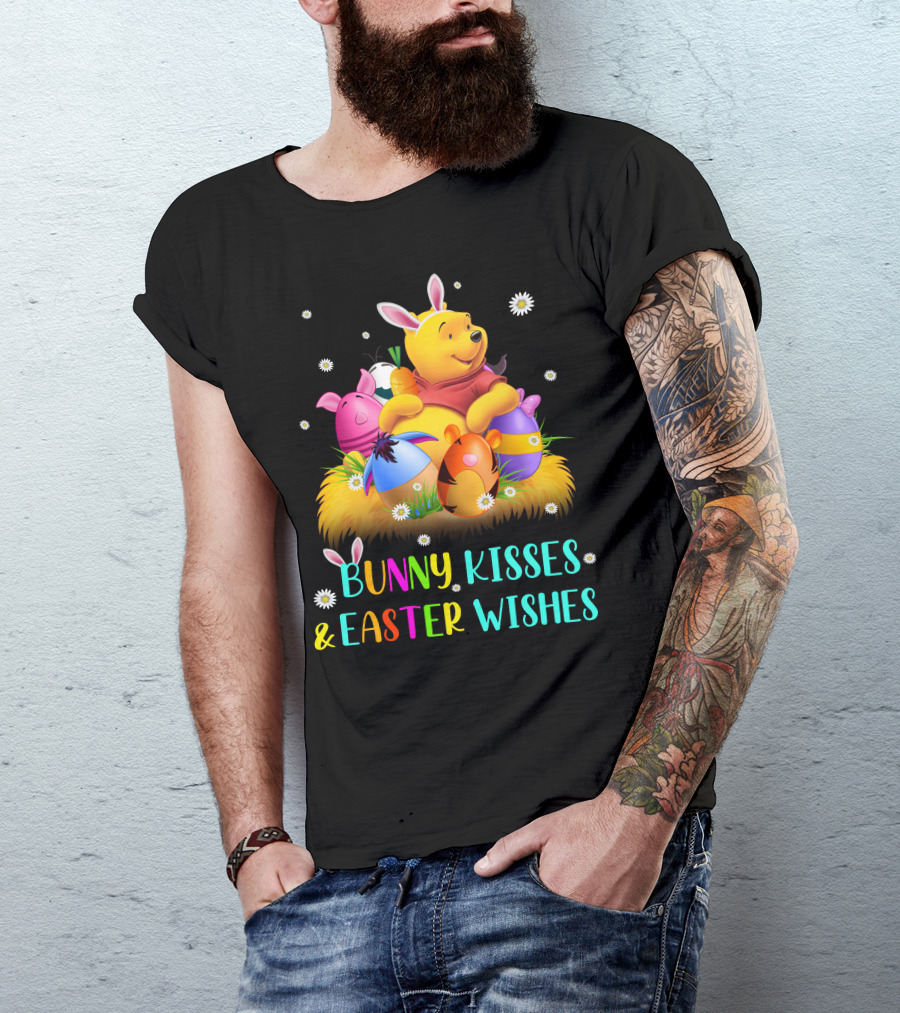 Bunny Kisses & Easter Wishes Pooh Egg Hunt Celebration T-Shirt