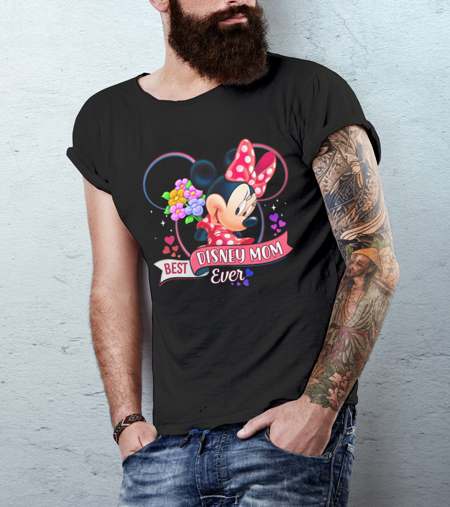 Best Disney Mom Ever Minnie Mouse Flowers Hearts T-Shirt