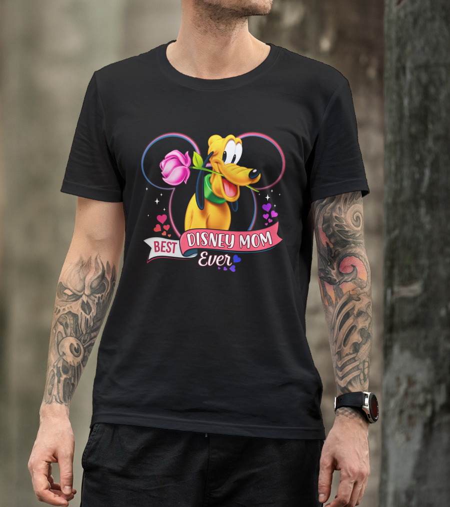 Best Disney Mom Ever Pluto Heart Rose T-Shirt