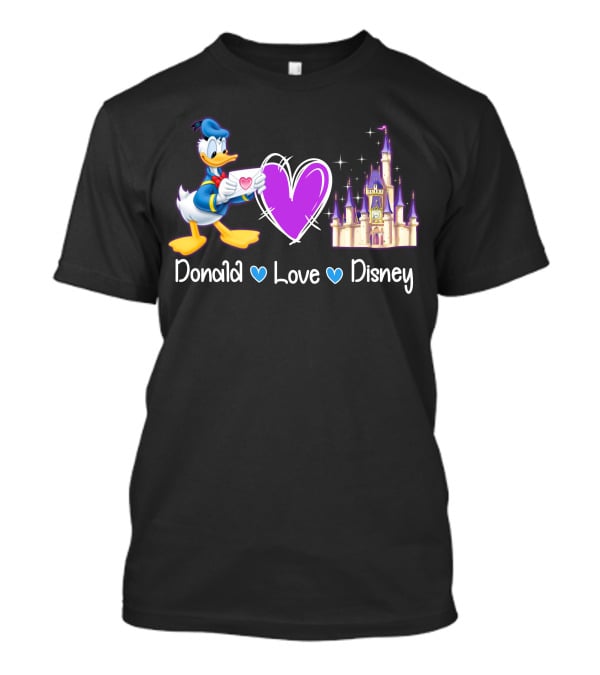 Donald Love Disney Purple Heart Iconic Castle T-Shirt
