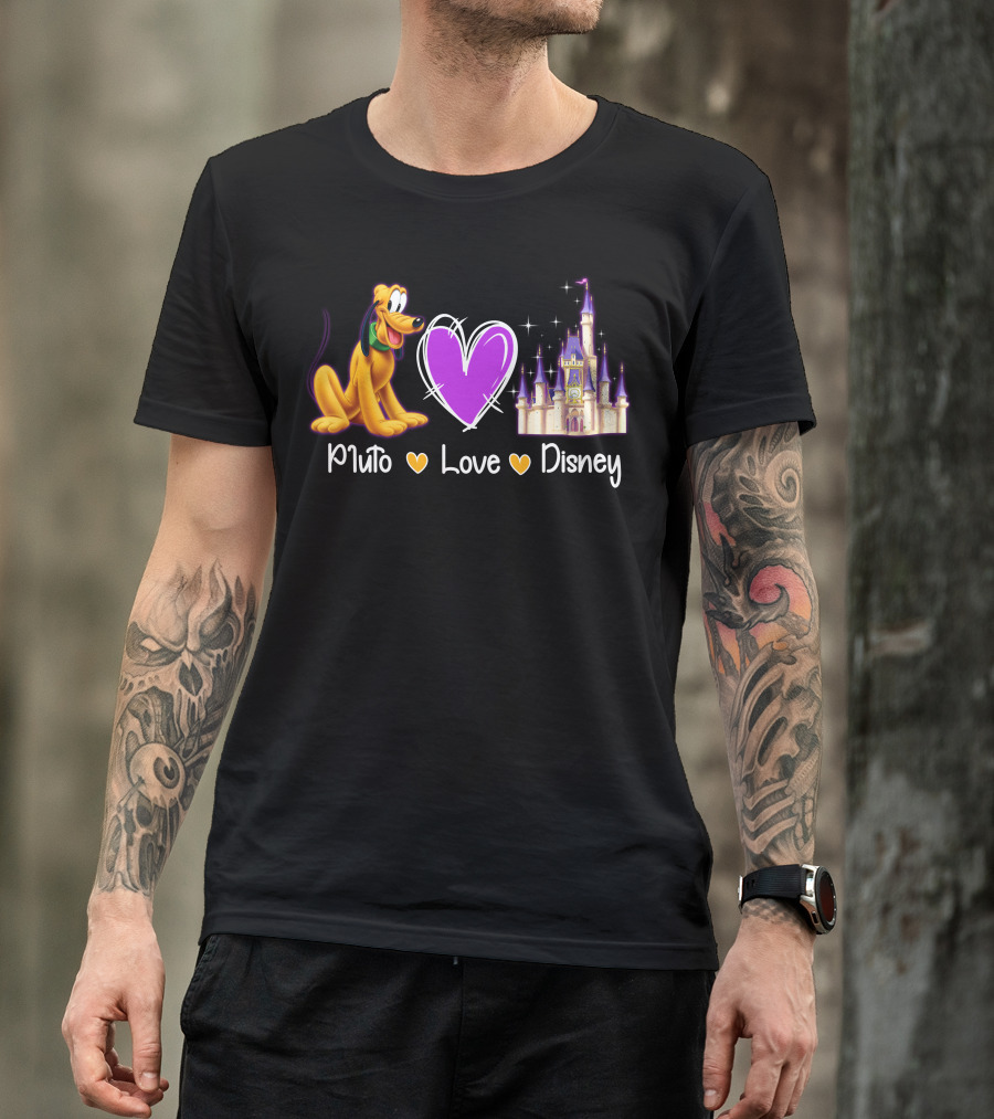 Pluto Love Disney Heart Castle T-Shirt