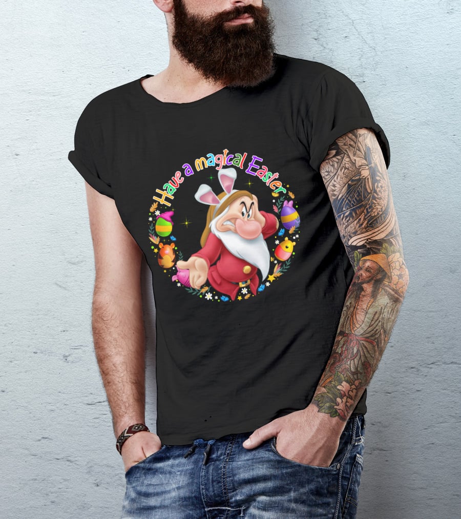 Have A Magical Easter Grumpy Dwarf With Bunny Ears And Easter Eggs T-Shirt