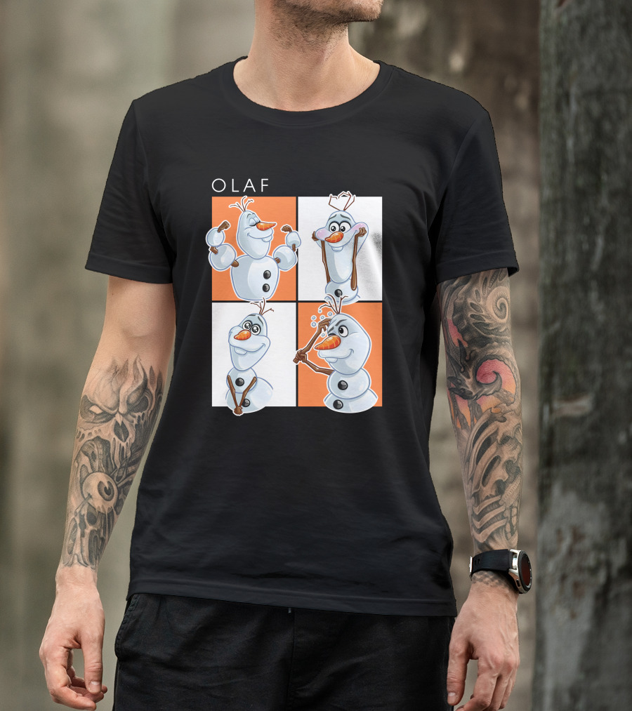 Olaf Snowman Character Expression Panels T-Shirt